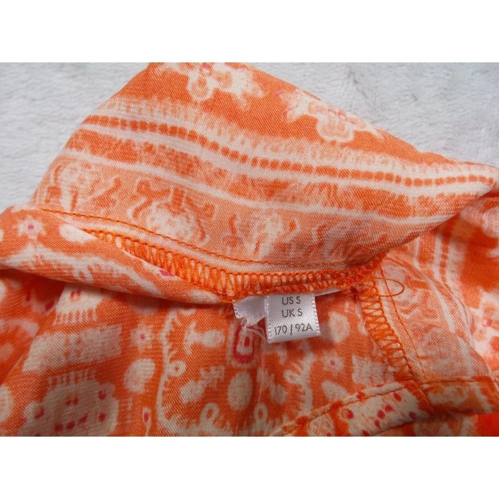Free People Top Womens Size Small Orange Mid Summers Day‎ Printed Halter Tunic